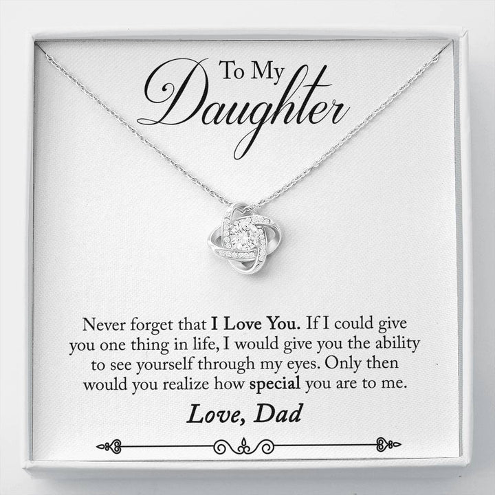 TO MY DAUGHTER "ONE THING - SO" LOVE KNOT NECKLACE GIFT SET - ON CLOUD NINE GIFTS