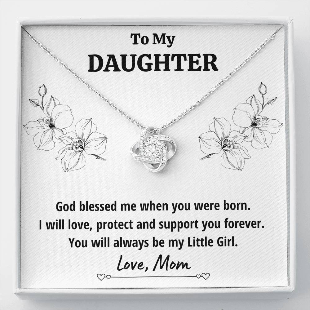TO MY DAUGHTER FROM MOM "LITTLE GIRL" LOVE KNOT NECKLACE GIFT SET - ON CLOUD NINE GIFTS