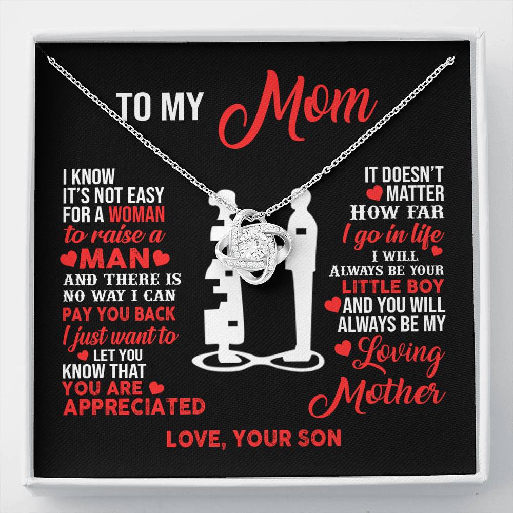 TO MY MOM LITTLE BOY LOVE KNOT NECKLACE GIFT SET - ON CLOUD NINE GIFTS