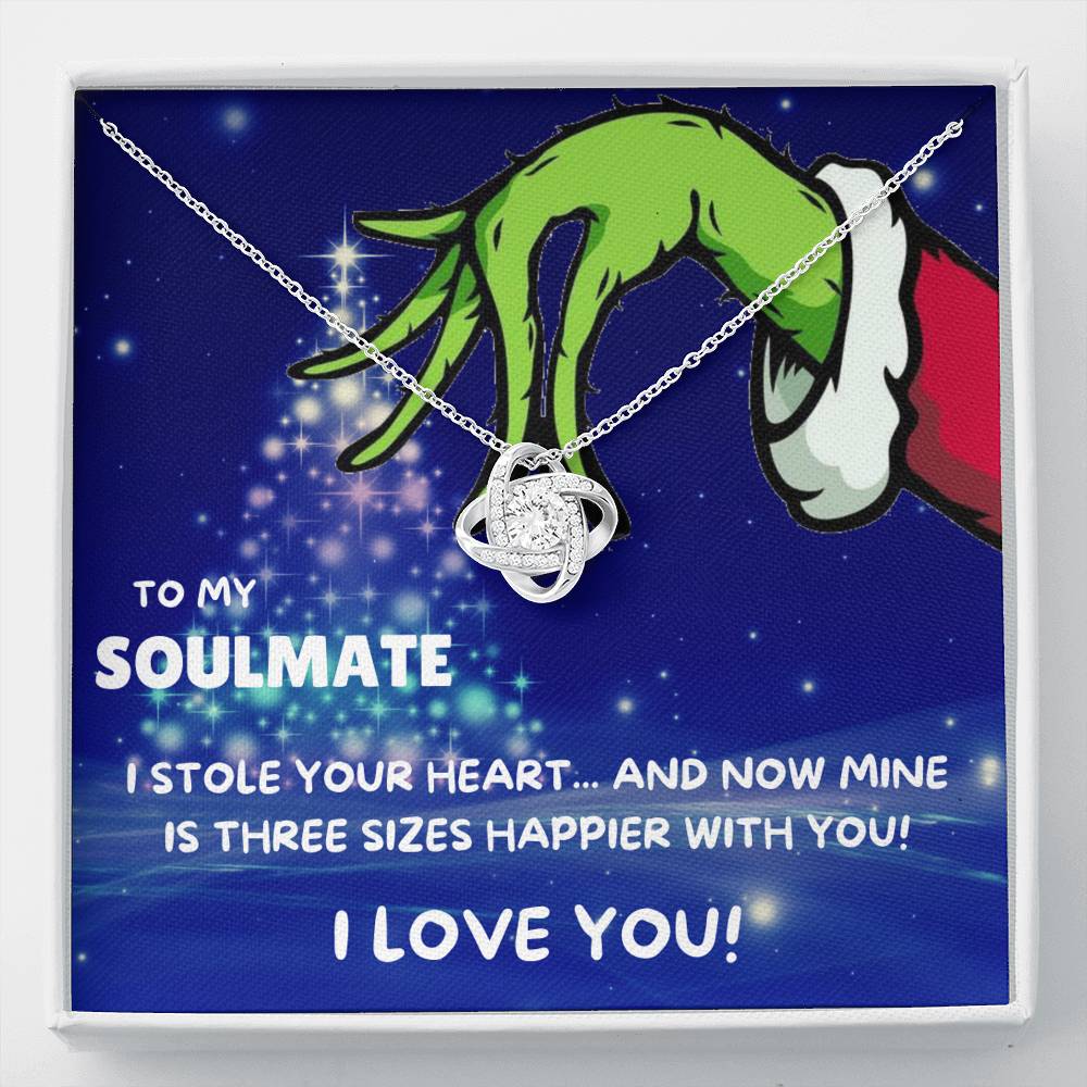 TO MY SOULMATE "THREE SIZES HAPPIER - TREE" LOVE KNOT NECKLACE GIFT SET - ON CLOUD NINE GIFTS