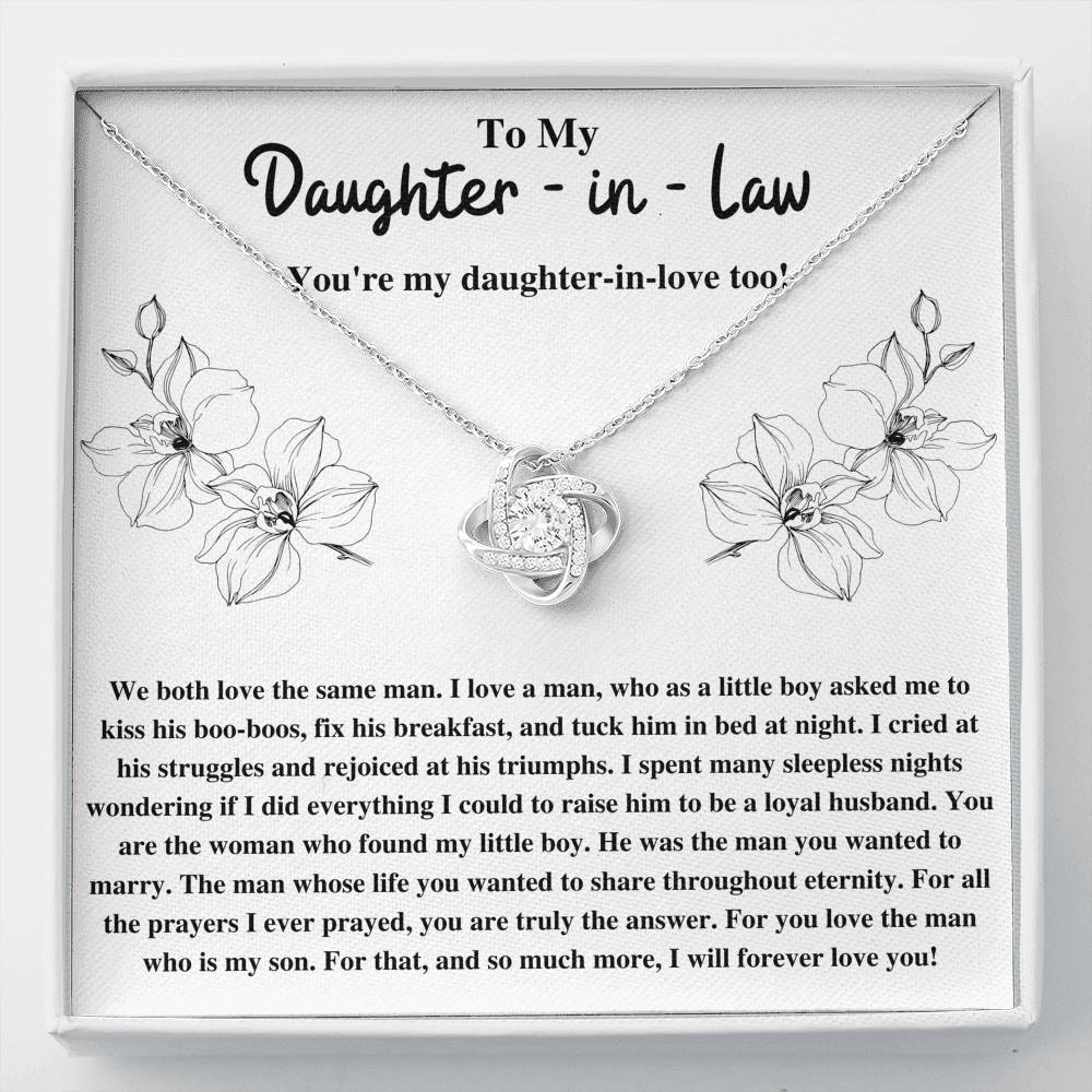 TO MY DAUGHTER-IN-LAW TRIUMPHS FLOWERS LOVE KNOT NECKLACE GIFT SET - ON CLOUD NINE GIFTS