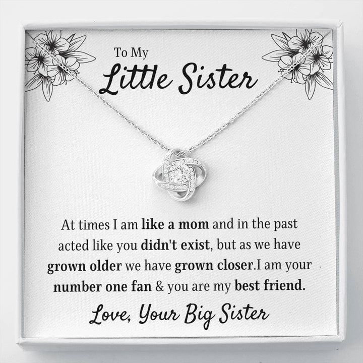 TO MY LITTLE SISTER "YOUR FAN" LOVE KNOT NECKLACE GIFT SET - ON CLOUD NINE GIFTS
