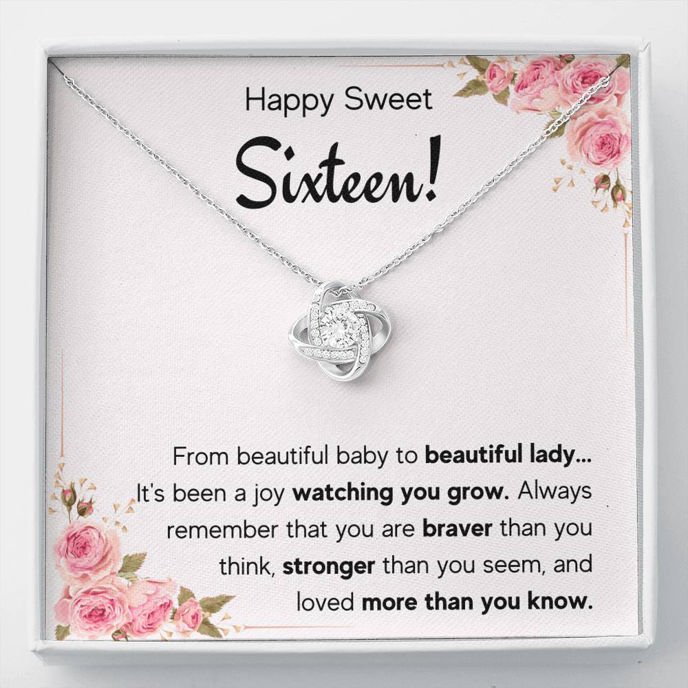 HAPPY SWEET SIXTEEN GROW LOVE KNOT NECKLACE GIFT SET - ON CLOUD NINE GIFTS