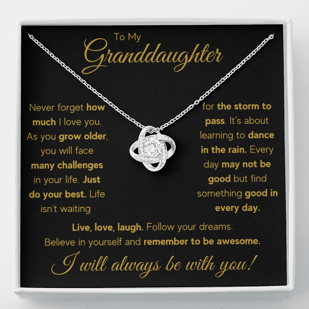 Granddaughter gifts from grandma jewelry from grandpa birthday gift for my granddaughter Love Knot Necklace with Message Card and Gift Box - ON CLOUD NINE GIFTS