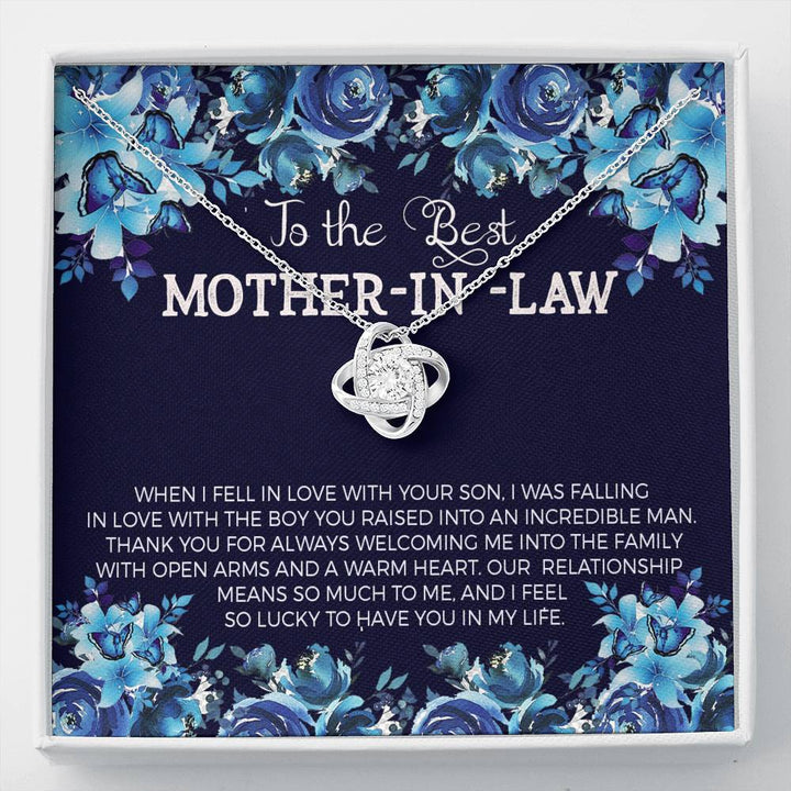 TO MY MOTHER IN LAW "WARM-SO" LOVE KNOT NECKLACE GIFT SET - ON CLOUD NINE GIFTS
