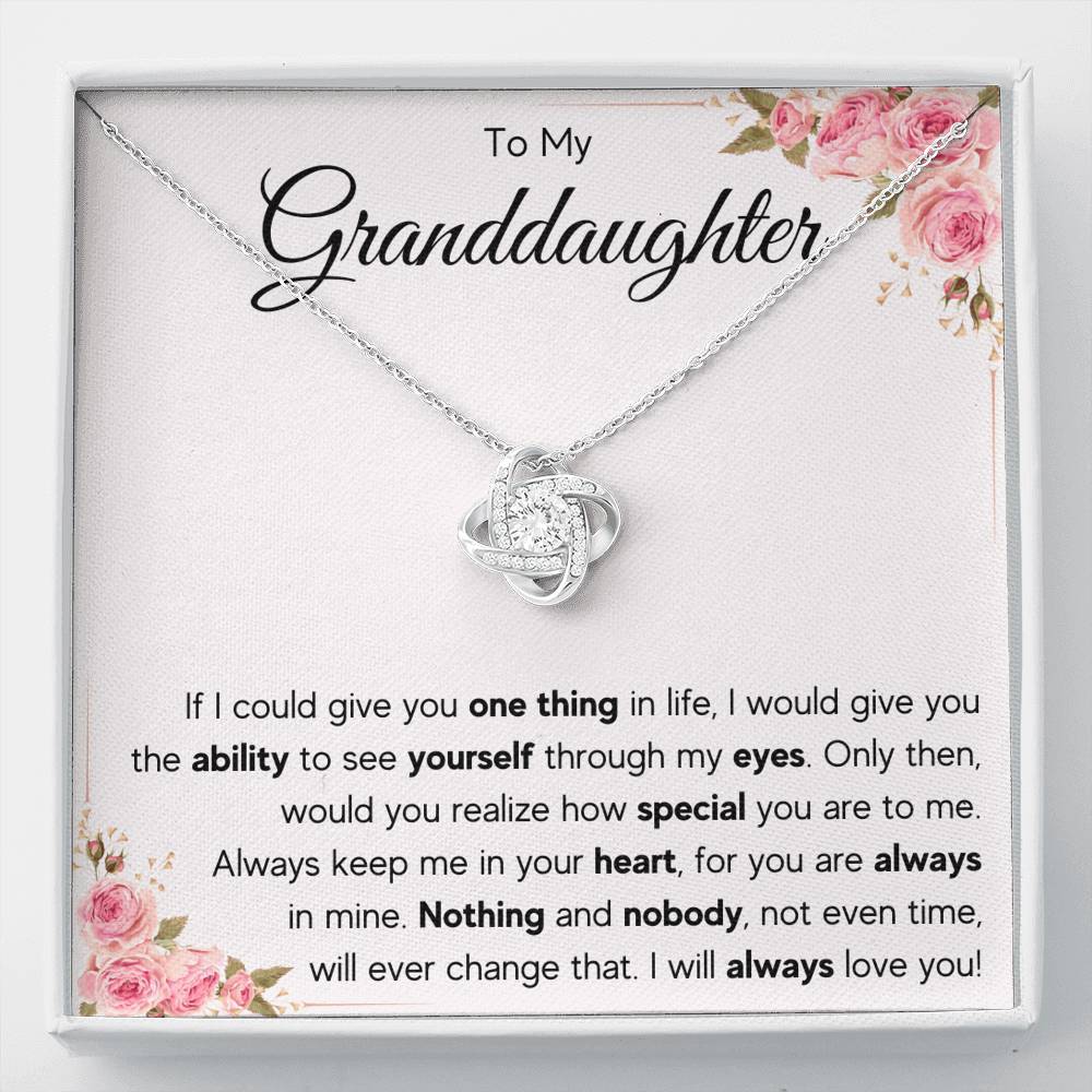 TO MY GRANDDAUGHTER EYES LOVE KNOT NECKLACE GIFT SET - ON CLOUD NINE GIFTS