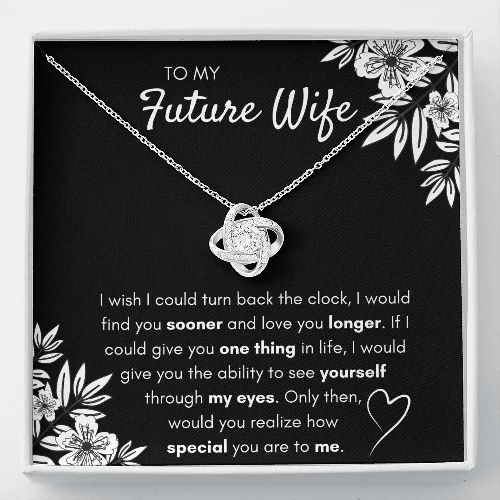 TO MY FUTURE WIFE "FIND YOU SOONER" LOVE KNOT NECKLACE GIFT SET - ON CLOUD NINE GIFTS