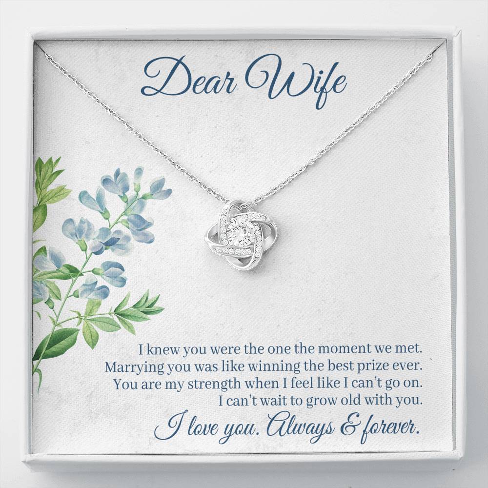 DEAR WIFE "THE ONE" LOVE KNOT NECKLACE GIFT SET - ON CLOUD NINE GIFTS