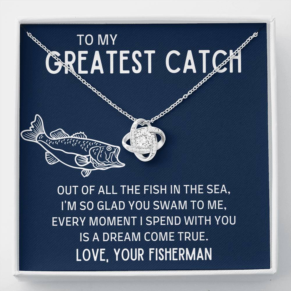 TO MY GREATEST CATCH "FISH IN THE SEA" LOVE KNOT NECKLACE GIFT SET - ON CLOUD NINE GIFTS