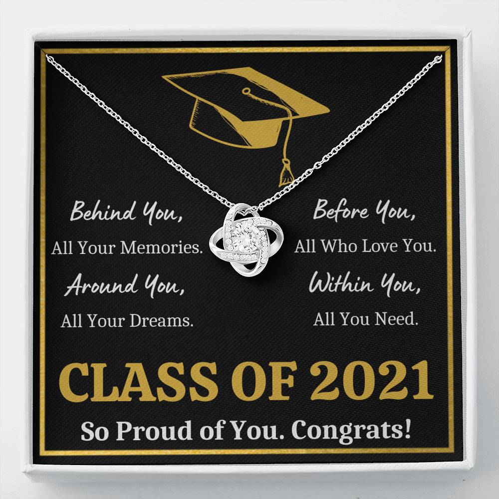 GRADUATION ALL YOU NEED GOLD LOVE KNOT NECKLACE GIFT SET - ON CLOUD NINE GIFTS