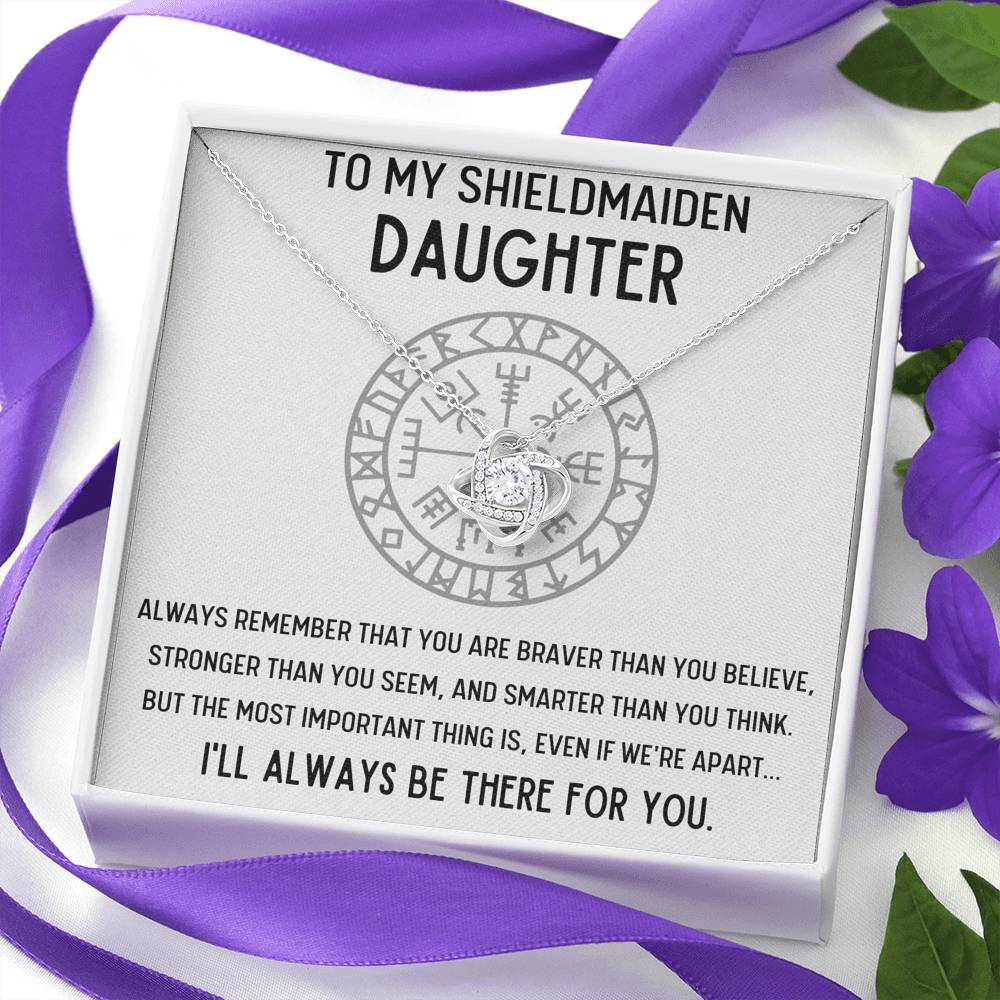 TO MY SHIELDMAIDEN DAUGHTER "BRAVER" LOVE KNOT NECKLACE GIFT SET - ON CLOUD NINE GIFTS