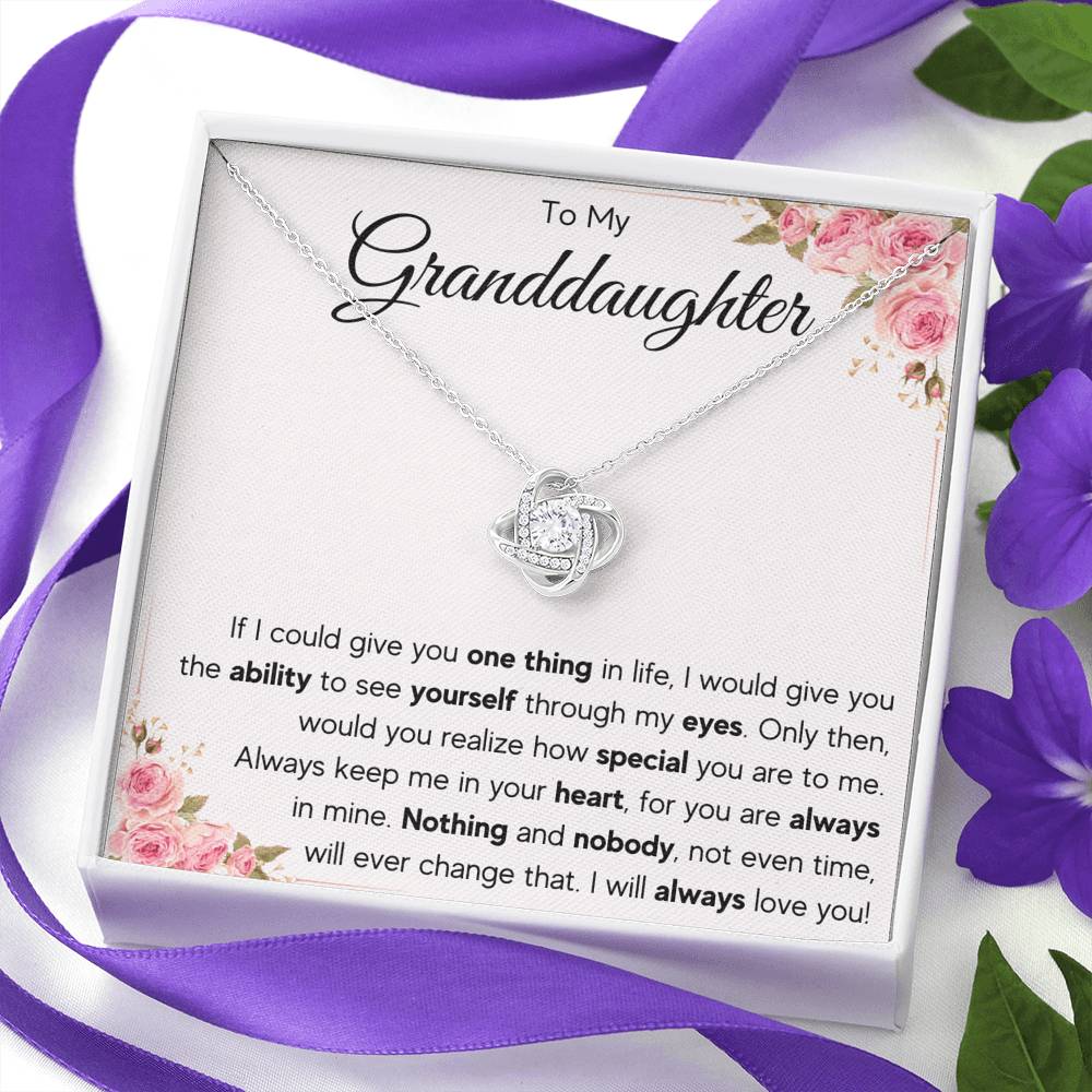 TO MY GRANDDAUGHTER EYES LOVE KNOT NECKLACE GIFT SET - ON CLOUD NINE GIFTS