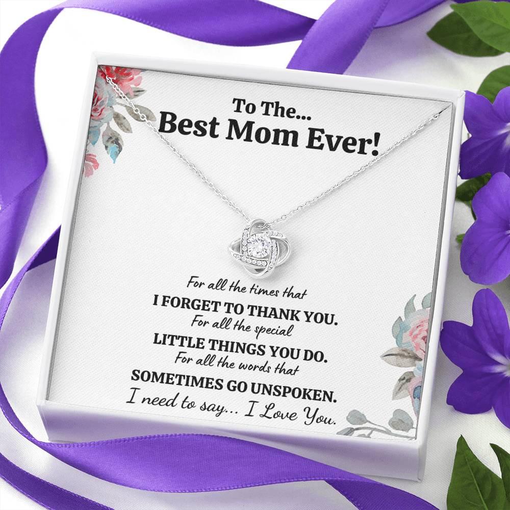 TO THE BEST MOM EVER "FOR ALL" LOVE KNOT NECKLACE GIFT SET - ON CLOUD NINE GIFTS