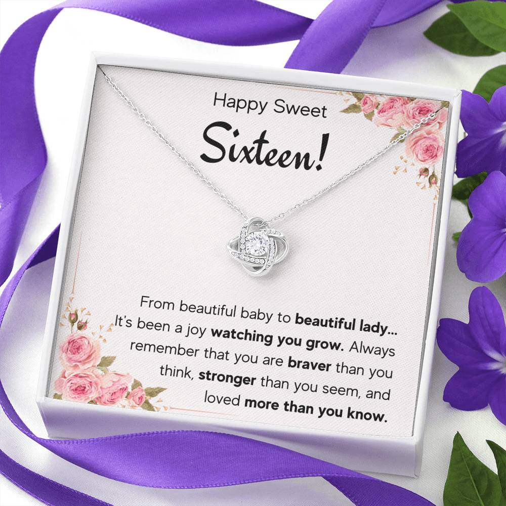 HAPPY SWEET SIXTEEN GROW LOVE KNOT NECKLACE GIFT SET - ON CLOUD NINE GIFTS