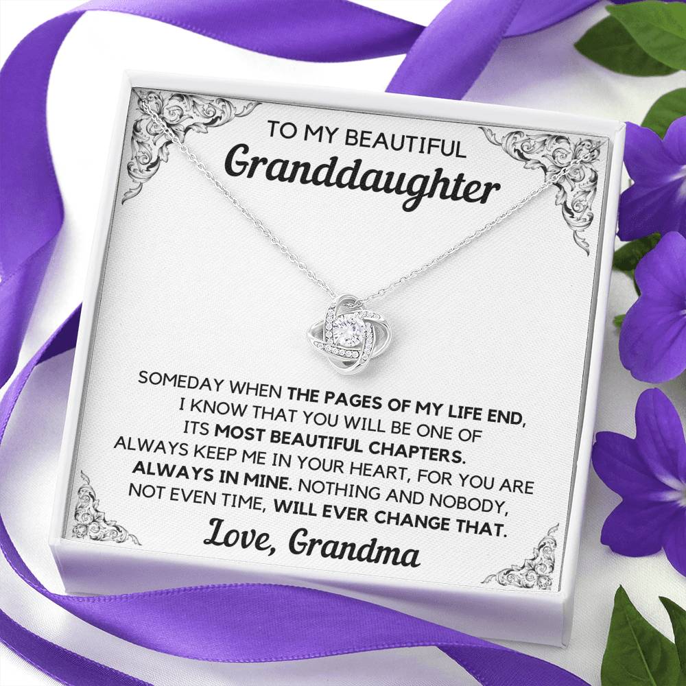 TO MY BEAUTIFUL GRANDDAUGHTER FROM GRANDMA CHAPTERS LOVE KNOT NECKLACE GIFT SET - ON CLOUD NINE GIFTS