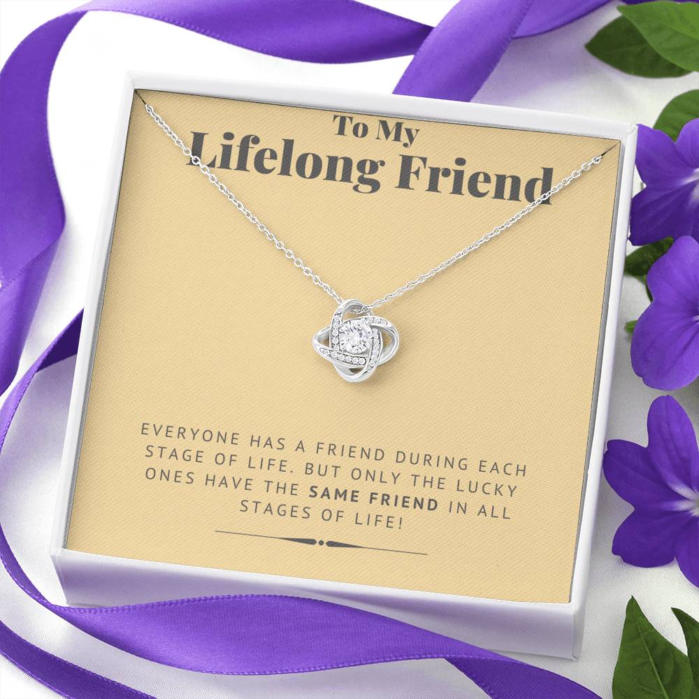 TO MY LIFELONG FRIEND "SAME FRIEND" LOVE KNOT NECKLACE GIFT SET - ON CLOUD NINE GIFTS