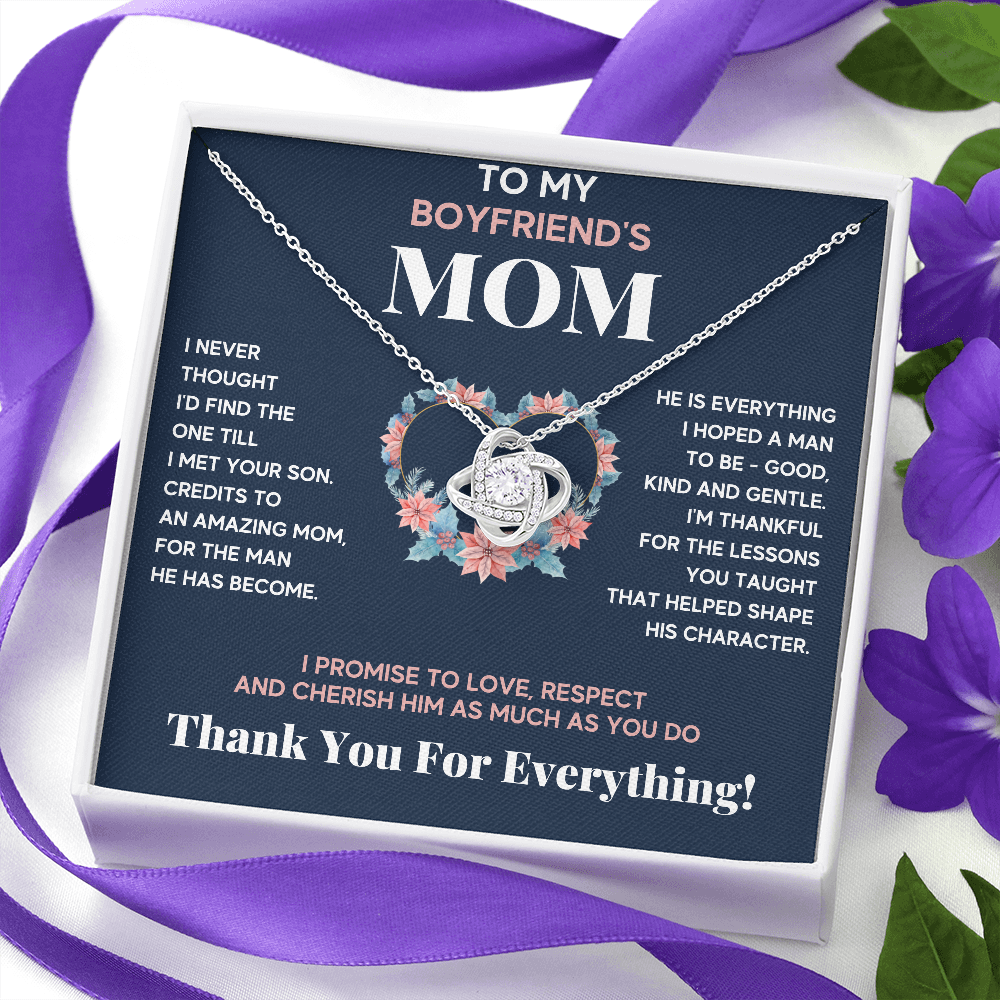 BOYFRIENDS MOM PINK/BLUE LOVE KNOT NECKLACE GIFT SET - ON CLOUD NINE GIFTS