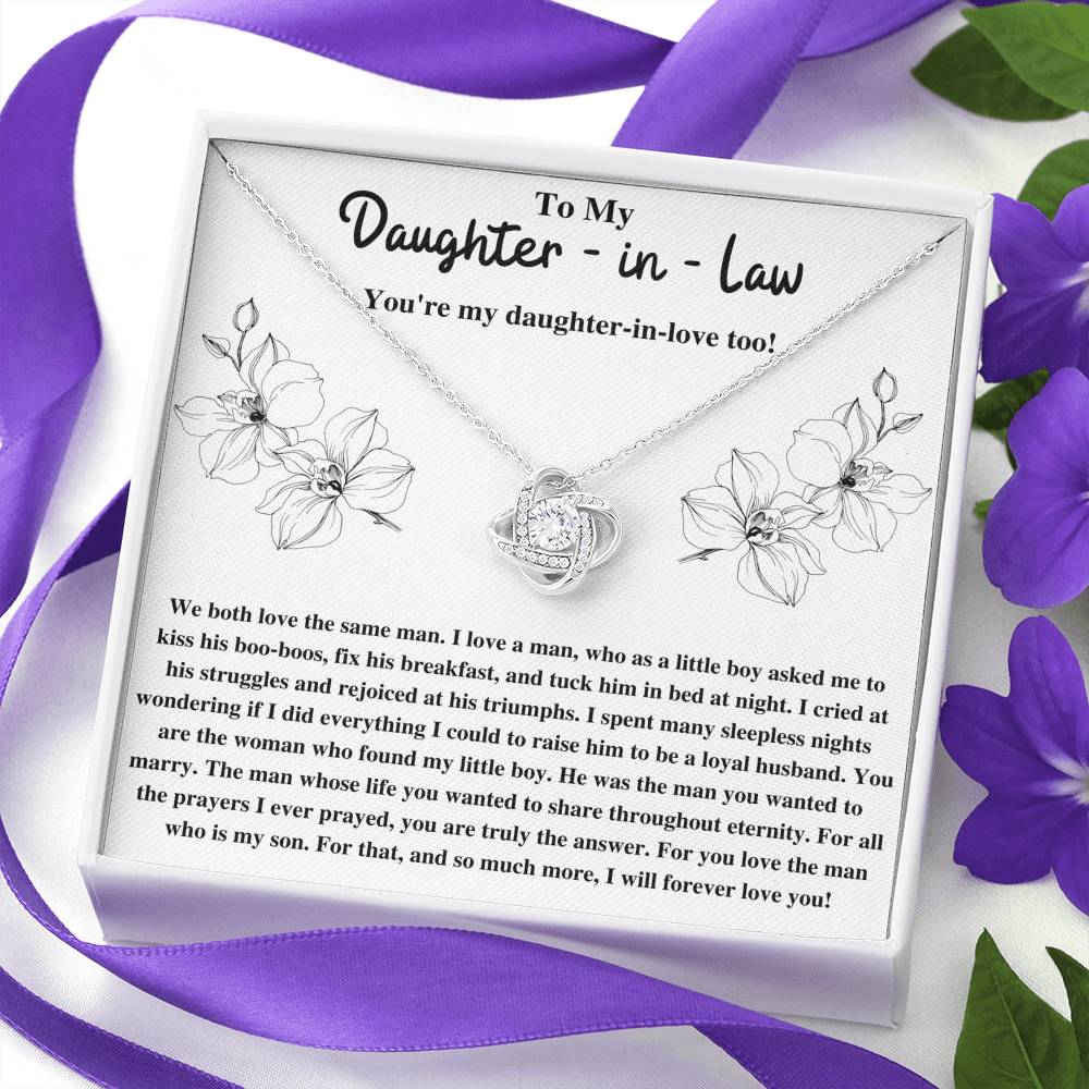 TO MY DAUGHTER-IN-LAW TRIUMPHS FLOWERS LOVE KNOT NECKLACE GIFT SET - ON CLOUD NINE GIFTS