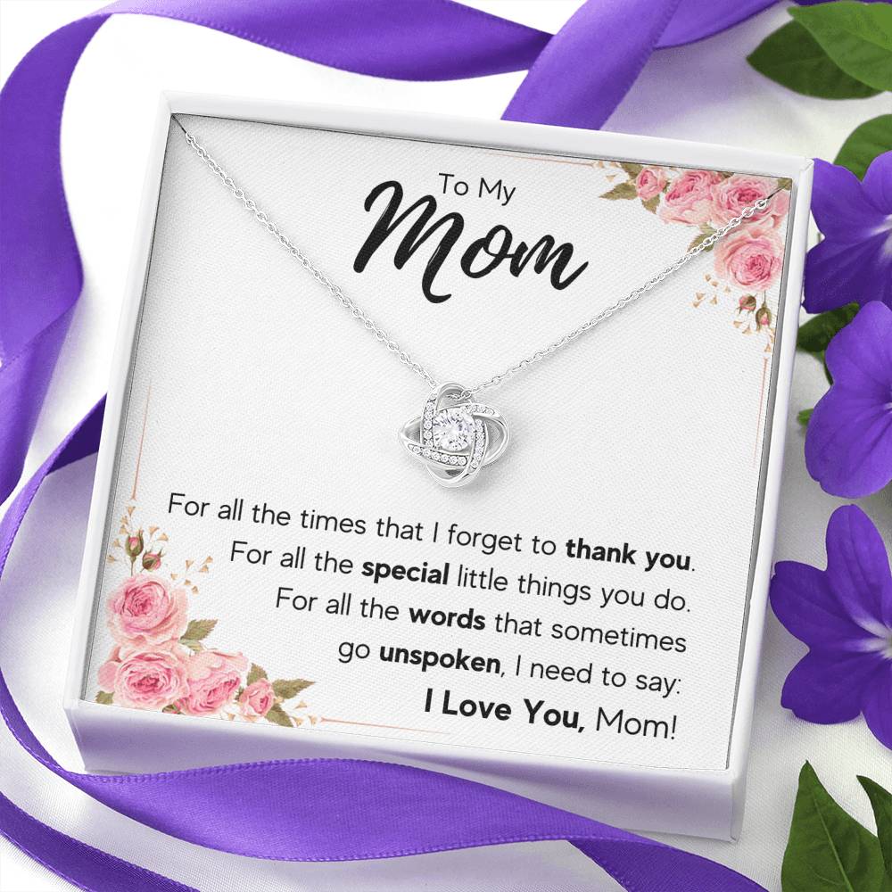 TO MY MOM UNSPOKEN LOVE KNOT NECKLACE GIFT SET - ON CLOUD NINE GIFTS