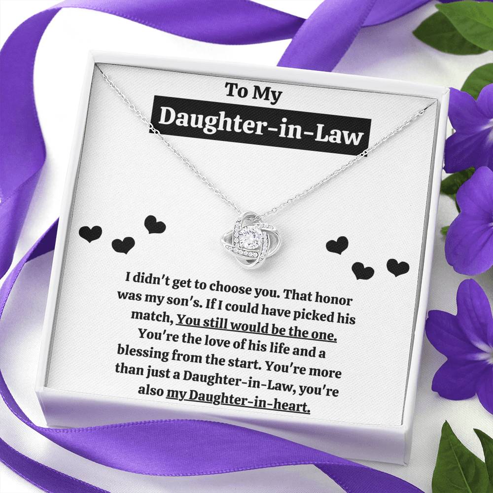 TO MY DAUGHTER-IN-LAW "BLESSING FROM THE START" LOVE KNOT NECKLACE GIFT SET - ON CLOUD NINE GIFTS