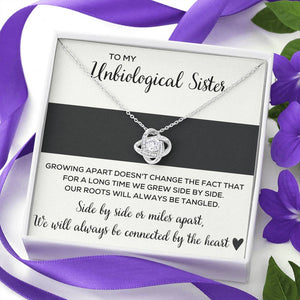 TO MY UNBIOLOGICAL SISTER "TANGLED" LOVE KNOT NECKLACE GIFT SET - ON CLOUD NINE GIFTS