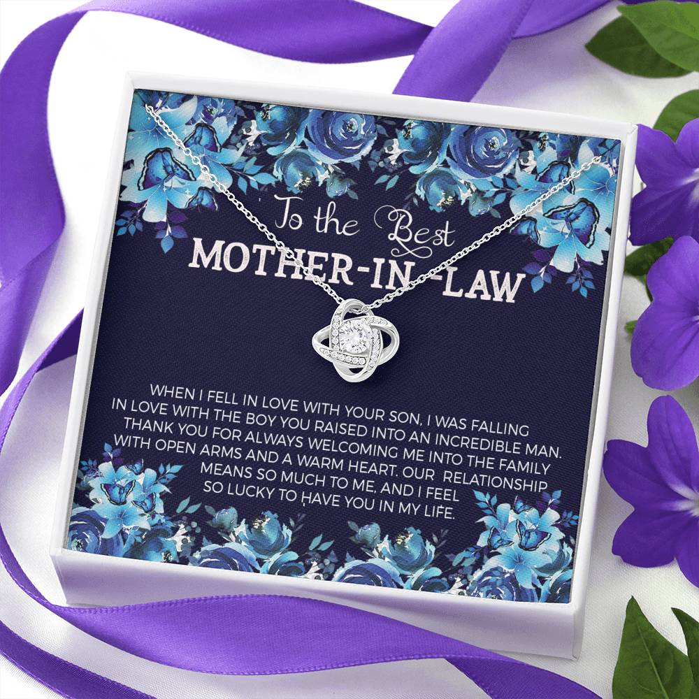 TO MY MOTHER IN LAW "WARM-SO" LOVE KNOT NECKLACE GIFT SET - ON CLOUD NINE GIFTS