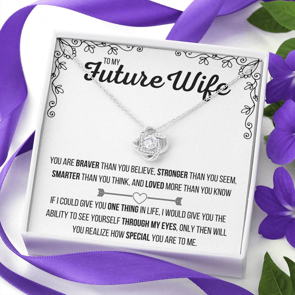 TO MY FUTURE WIFE "LOVED MORE THAN YOU KNOW" LOVE KNOT NECKLACE GIFT SET - ON CLOUD NINE GIFTS