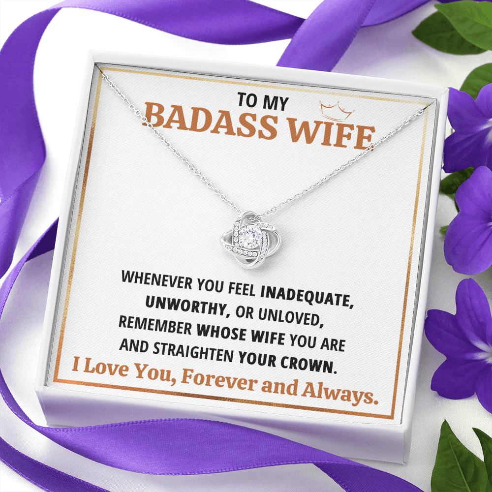 BADASS WIFE LOVE KNOT NECKLACE GIFT SET - ON CLOUD NINE GIFTS