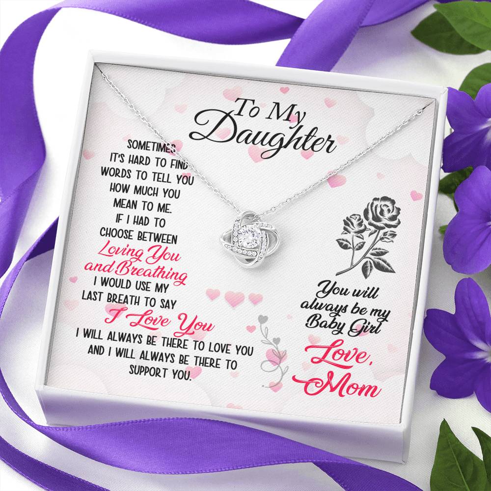 TO MY DAUGHTER "BREATHING" LOVE KNOT NECKLACE GIFT SET - ON CLOUD NINE GIFTS