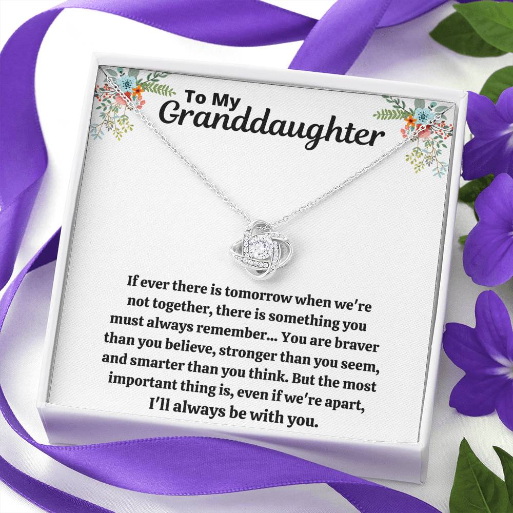 TO MY GRANDDAUGHTER "STRONGER THAN YOU SEEM" LOVE KNOT NECKLACE GIFT SET - ON CLOUD NINE GIFTS