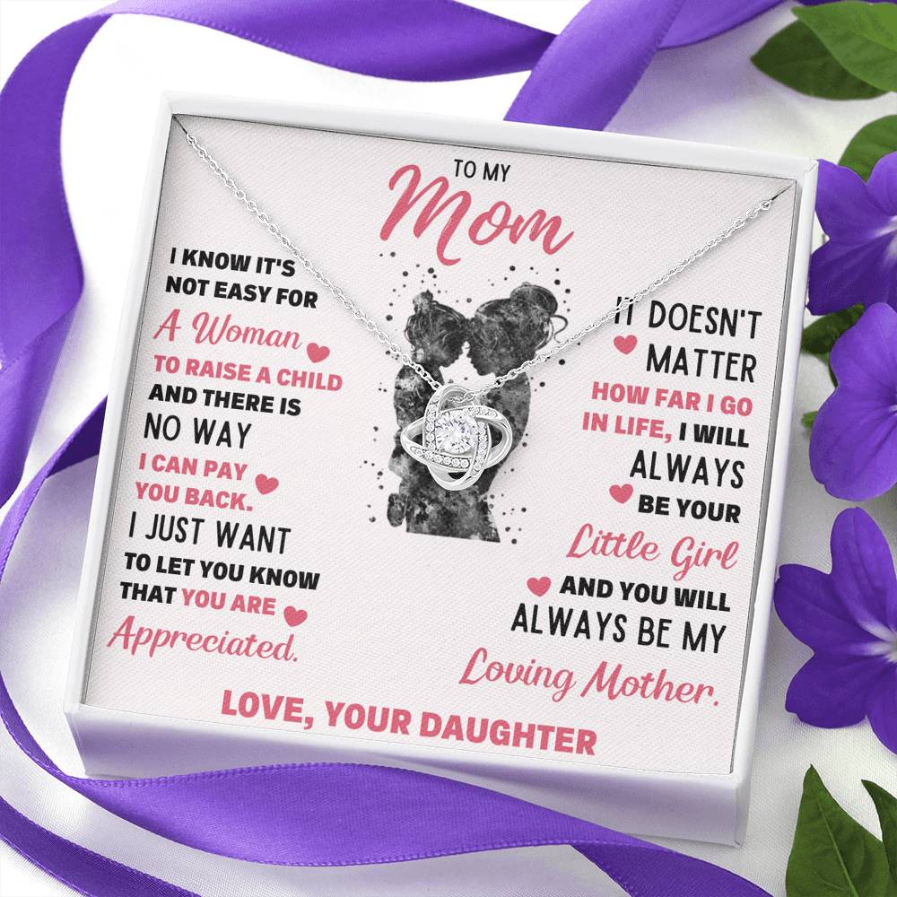 TO MY MOM LITTLE GIRL LOVE KNOT NECKLACE GIFT SET - ON CLOUD NINE GIFTS