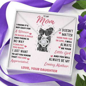 TO MY MOM LITTLE GIRL LOVE KNOT NECKLACE GIFT SET - ON CLOUD NINE GIFTS