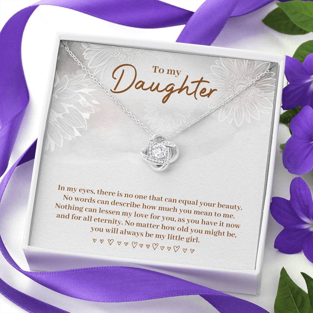TO MY DAUGHTER "EQUAL YOUR BEAUTY" LOVE KNOT NECKLACE GIFT SET - ON CLOUD NINE GIFTS