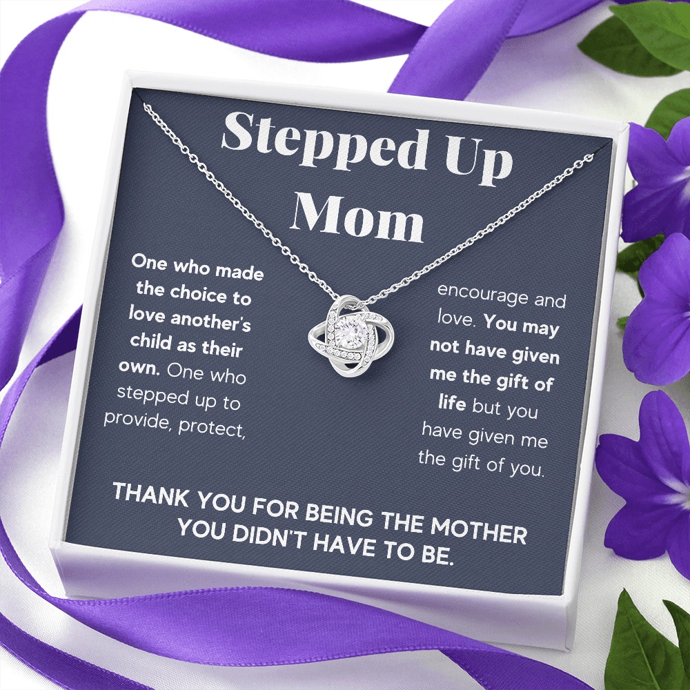 STEPPED UP MOM GREY LOVE KNOT NECKLACE GIFT SET - ON CLOUD NINE GIFTS