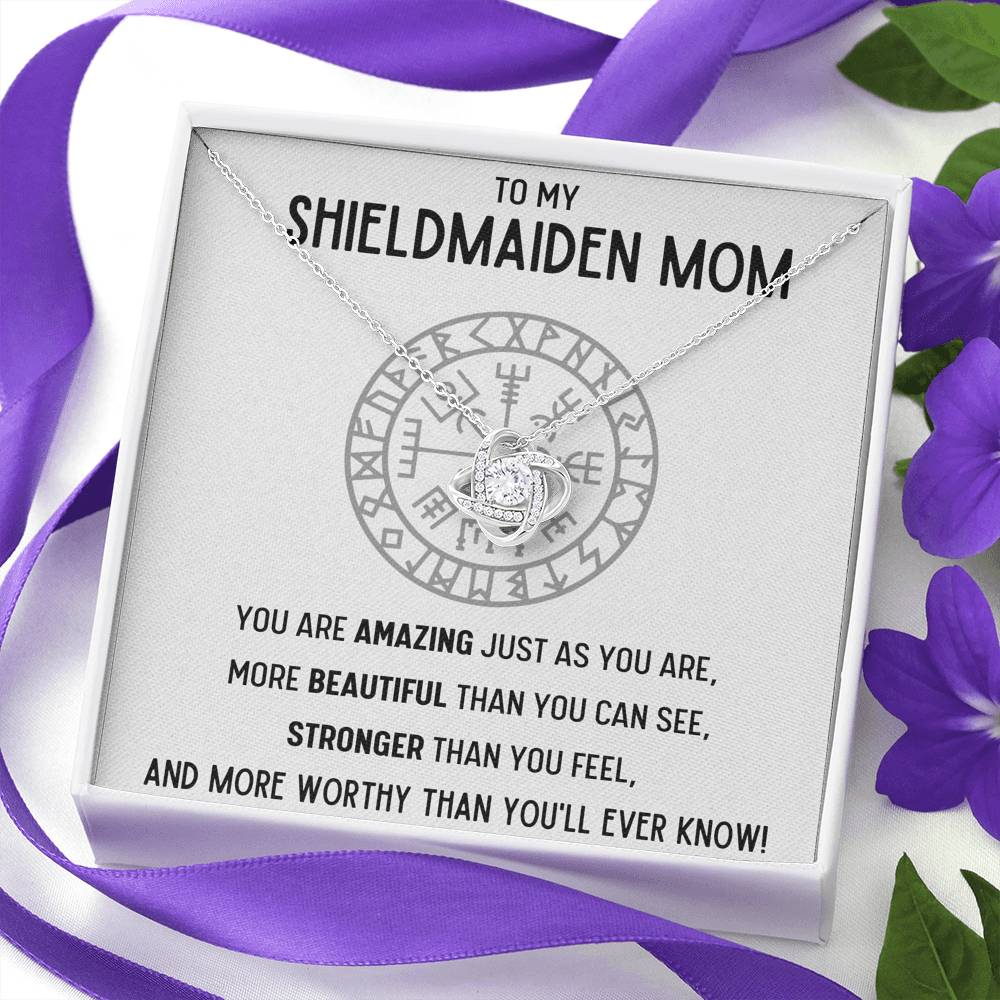 TO MY SHIELDMAIDEN MOM "WORTHY" LOVE KNOT NECKLACE GIFT SET - ON CLOUD NINE GIFTS