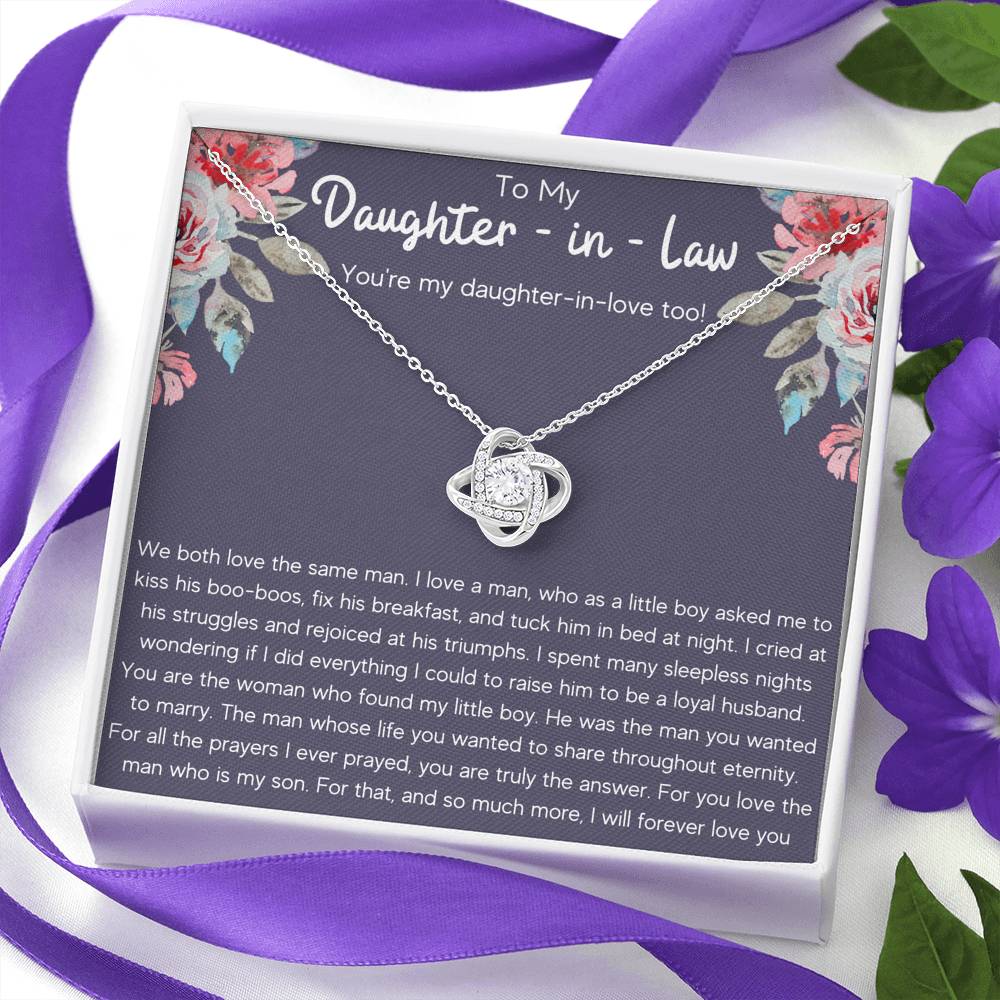 TO MY DAUGHTER IN LAW DAUGHTER IN LOVE LOVE KNOT NECKLACE GIFT SET - ON CLOUD NINE GIFTS