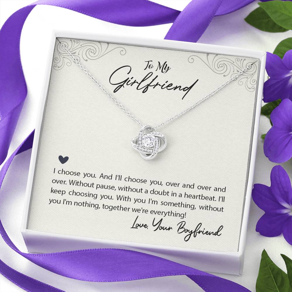 TO MY GIRLFRIEND "WE'RE EVERYTHING" LOVE KNOT NECKLACE GIFT SET - ON CLOUD NINE GIFTS