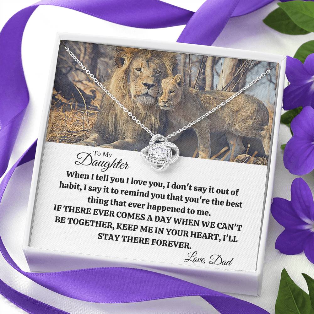 TO MY DAUGHTER "OUT OF HABIT - LION" LOVE KNOT NECKLACE GIFT SET - ON CLOUD NINE GIFTS