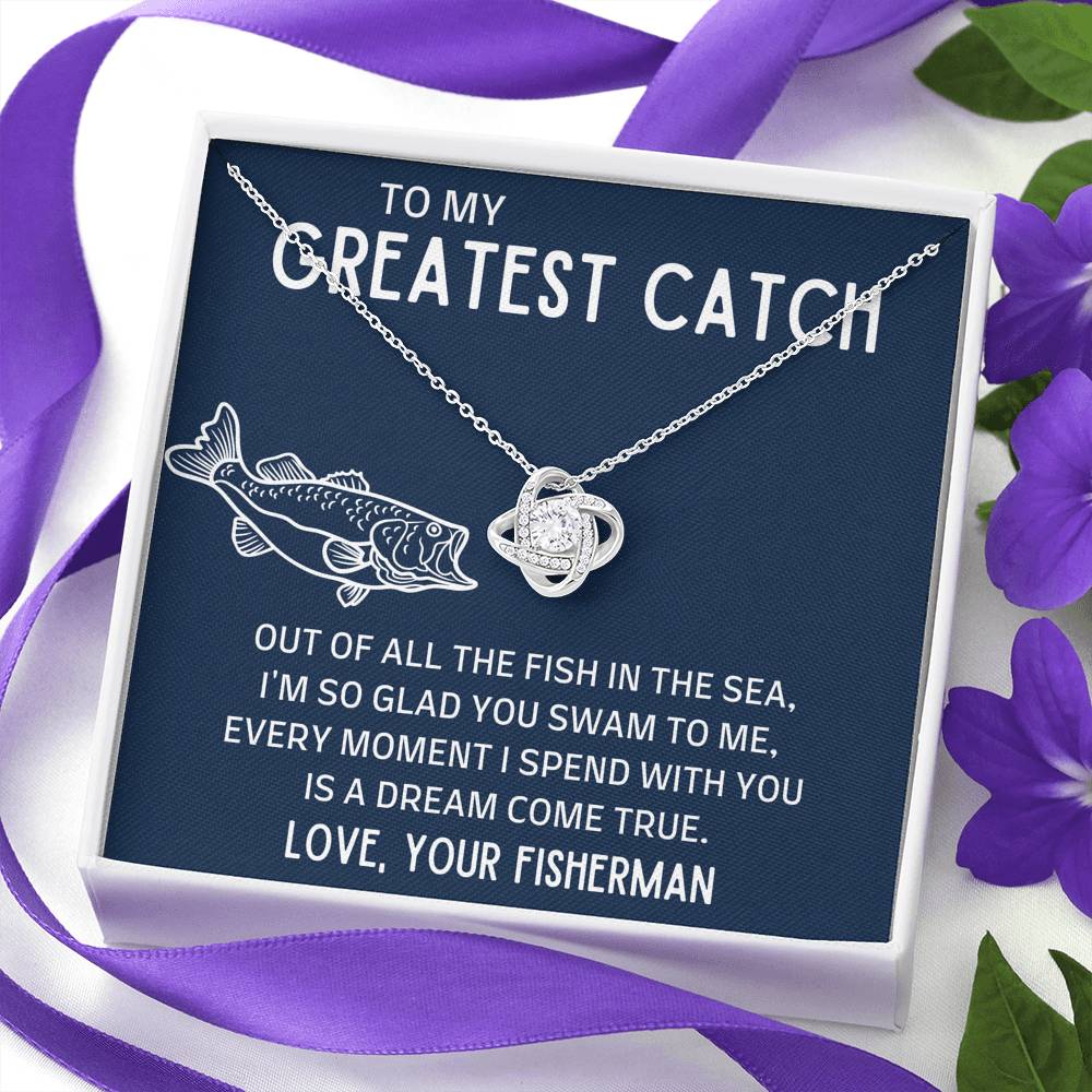 TO MY GREATEST CATCH "FISH IN THE SEA" LOVE KNOT NECKLACE GIFT SET - ON CLOUD NINE GIFTS
