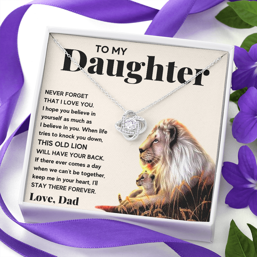TO MY DAUGHTER OLD LION LOVE KNOT NECKLACE GIFT SET - ON CLOUD NINE GIFTS