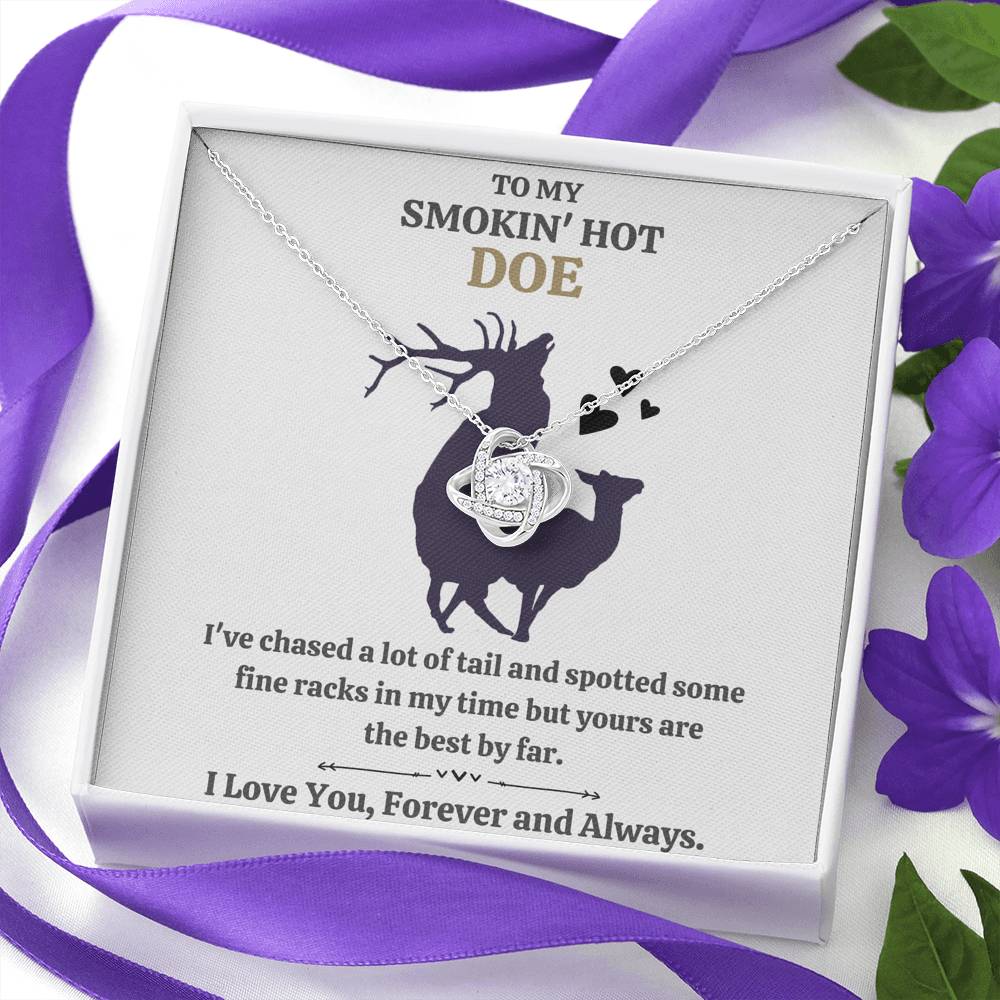 TO MY SMOKIN HOT DOE "TAIL - GOLDEN" LOVE KNOT NECKLACE GIFT SET - ON CLOUD NINE GIFTS
