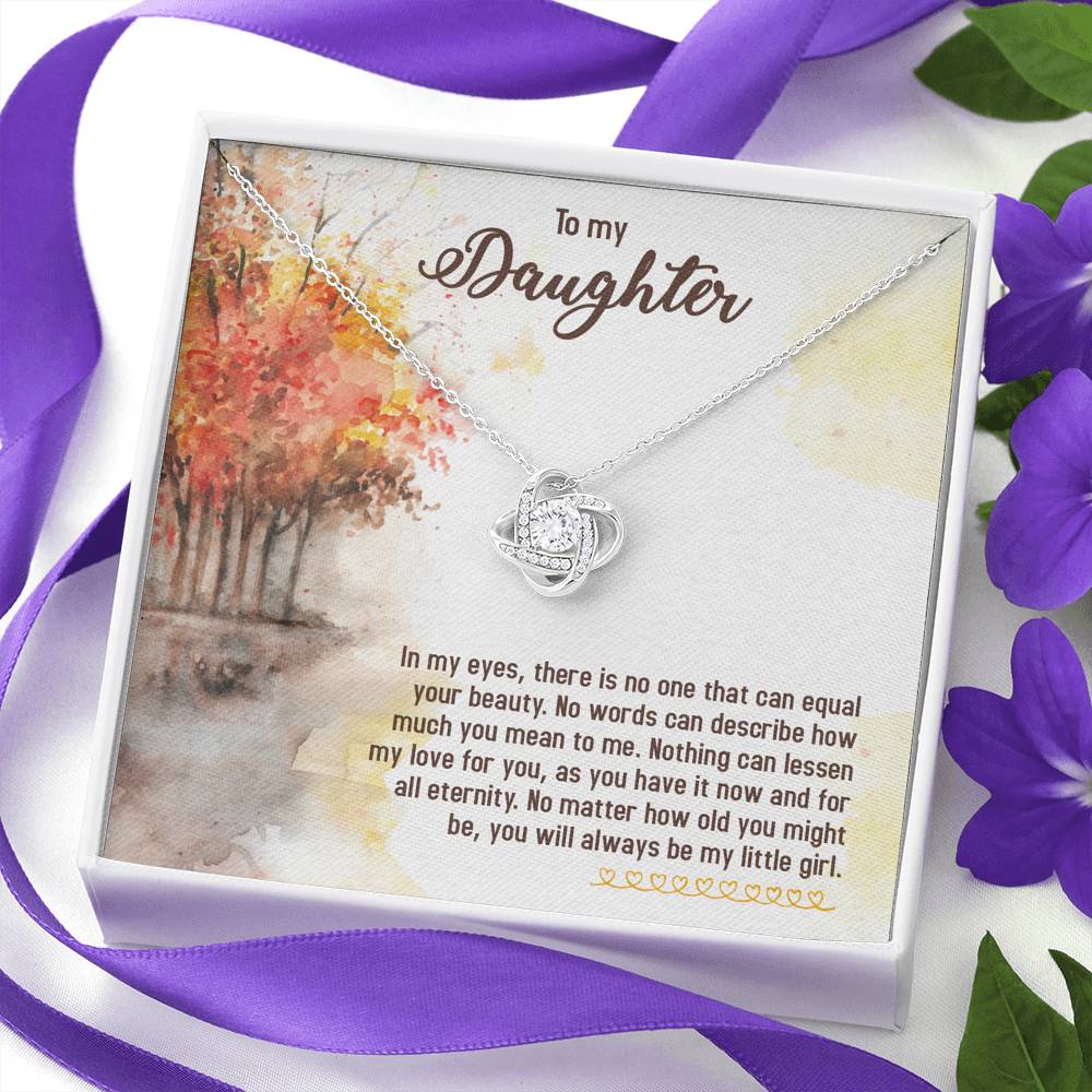 TO MY DAUGHTER "EQUAL YOUR BEAUTY - FALL" LOVE KNOT NECKLACE GIFT SET - ON CLOUD NINE GIFTS