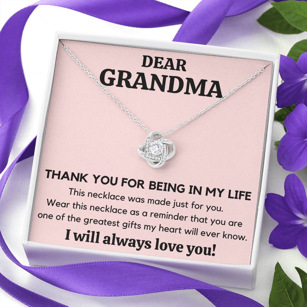 DEAR GRANDMA MY LIFE LOVE KNOT NECKLACE GIFT SET - ON CLOUD NINE GIFTS