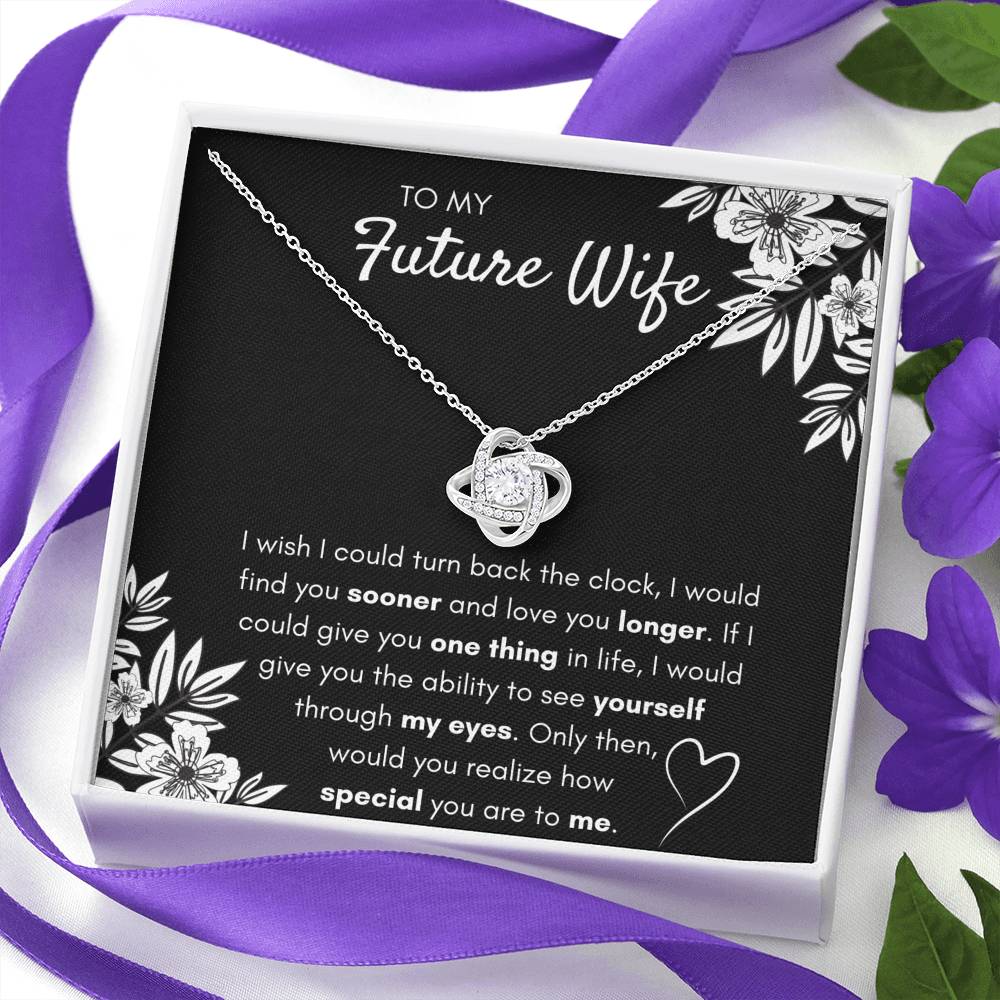 TO MY FUTURE WIFE "FIND YOU SOONER" LOVE KNOT NECKLACE GIFT SET - ON CLOUD NINE GIFTS