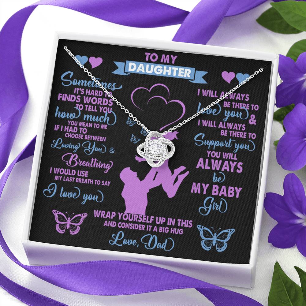 TO MY DAUGHTER FROM DAD "BREATHING" LOVE KNOT NECKLACE GIFT SET - ON CLOUD NINE GIFTS