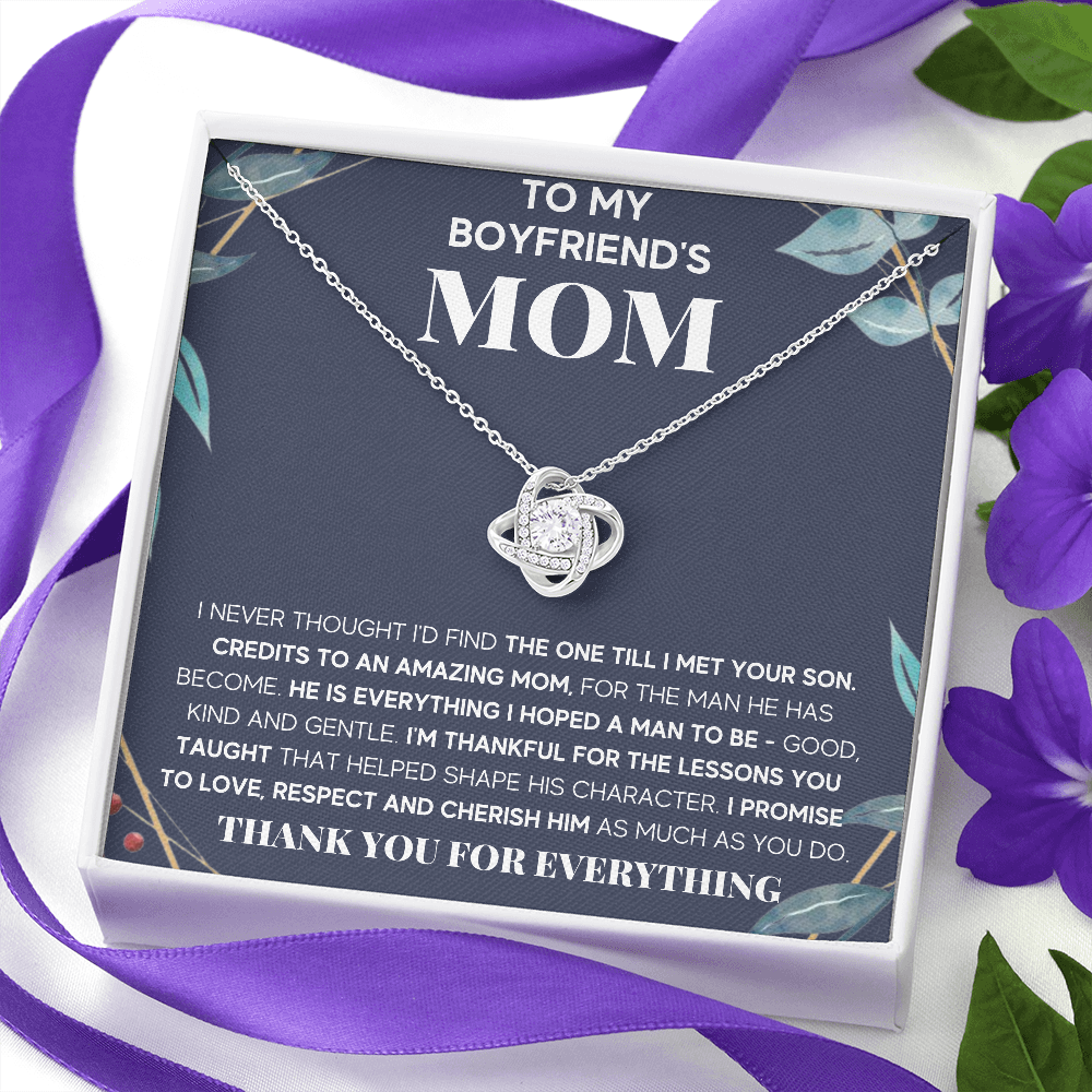 TO MY BOYFRIEND'S MOM LESSONS LOVE KNOT NECKLACE GIFT SET - ON CLOUD NINE GIFTS