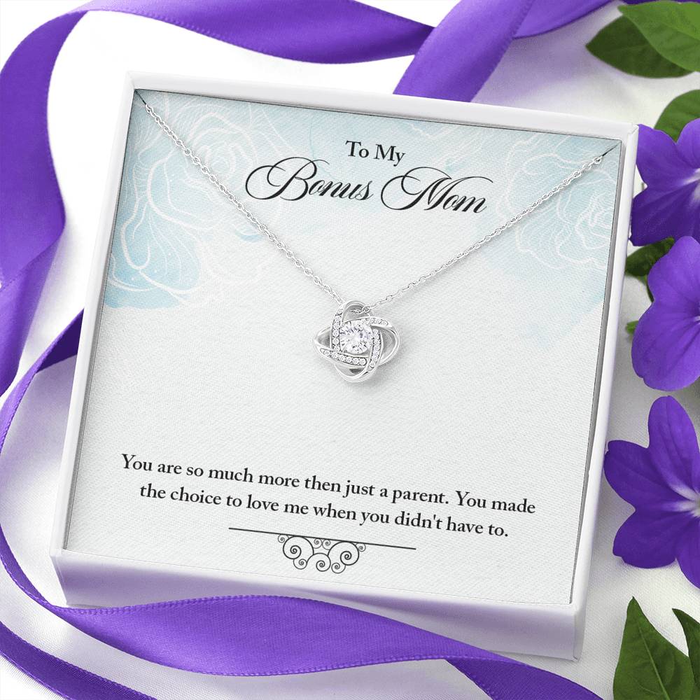 TO MY BONUS MOM "CHOICE-SO" LOVE KNOT NECKLACE GIFT SET - ON CLOUD NINE GIFTS