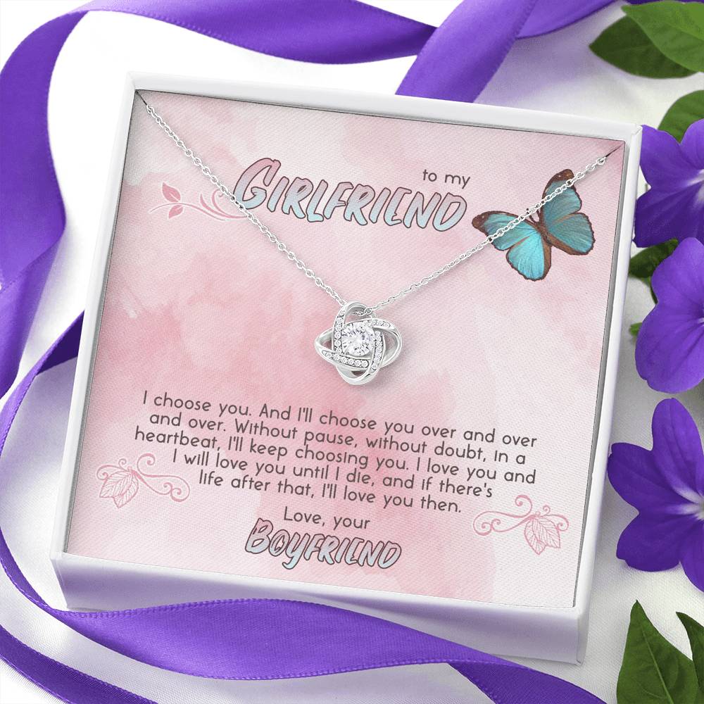 TO MY GIRLFRIEND "CHOOSE" LOVE KNOT NECKLACE GIFT SET - ON CLOUD NINE GIFTS