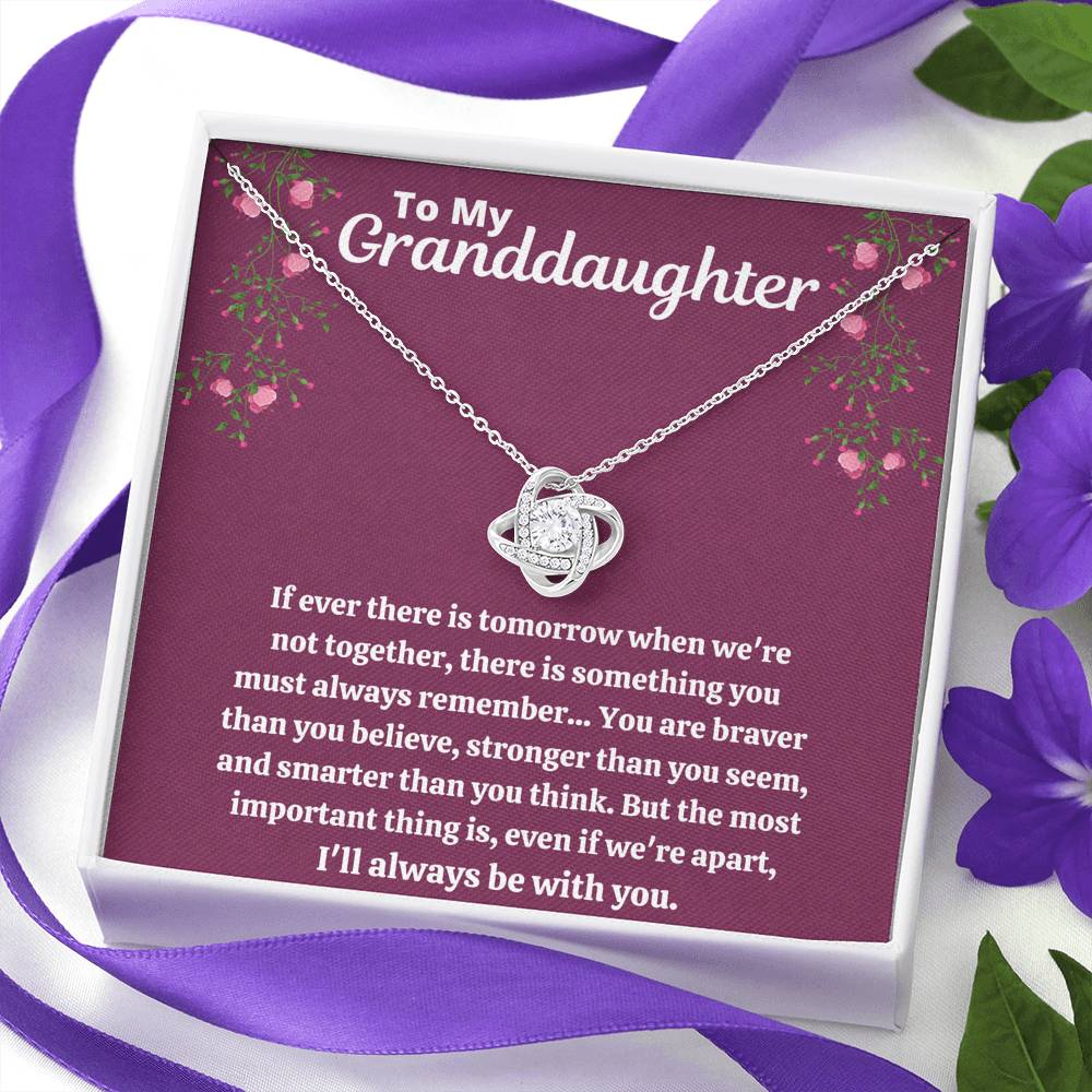 TO MY GRANDDAUGHTER "STRONGER THAN YOU SEEM - PURPLE" LOVE KNOT NECKLACE GIFT SET - ON CLOUD NINE GIFTS