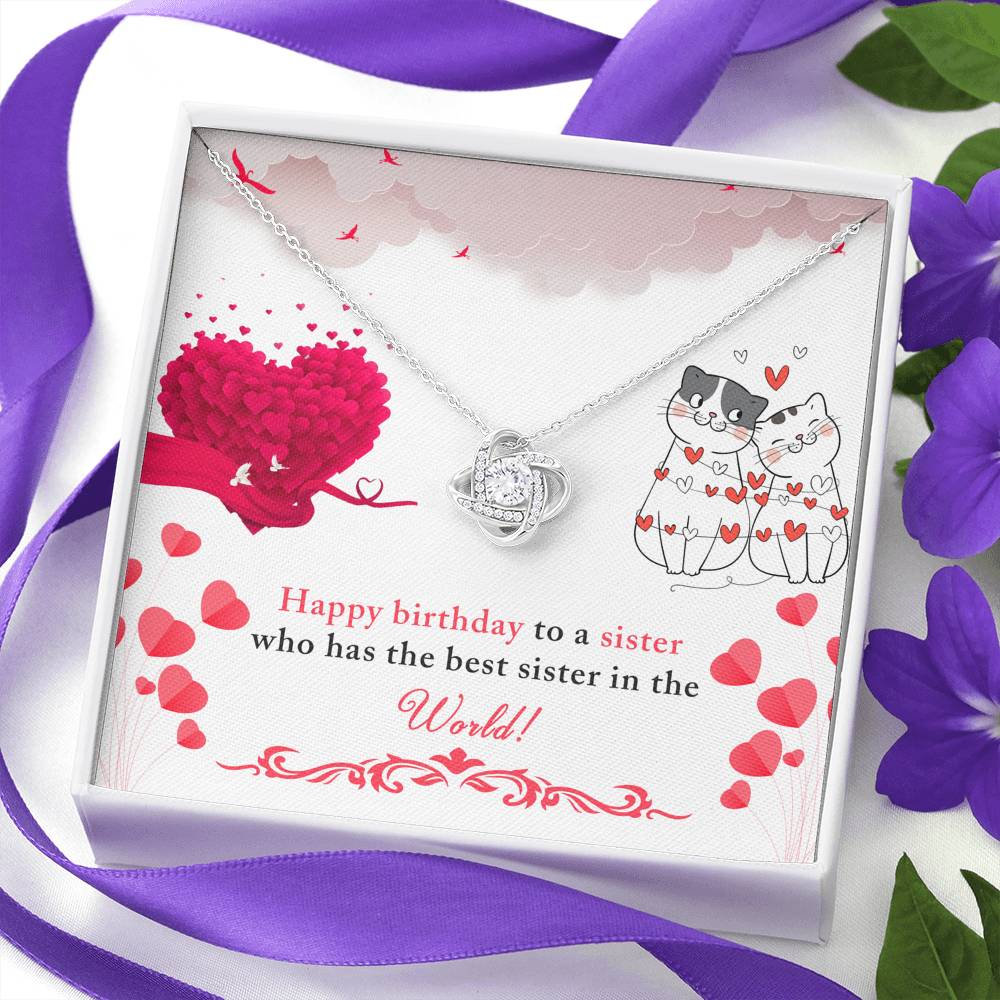 TO MY SISTER "BEST IN THE WORLD" LOVE KNOT NECKLACE BIRTHDAY GIFT SET - ON CLOUD NINE GIFTS